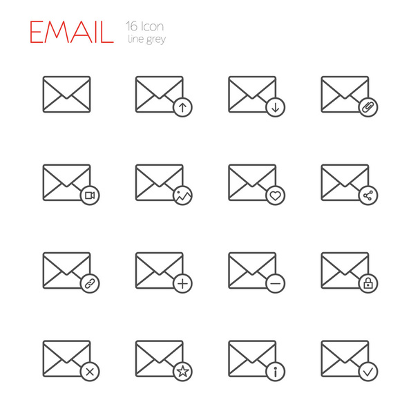 Sähköpostin linjan harmaat kuvakkeet
  - Vektori, kuva