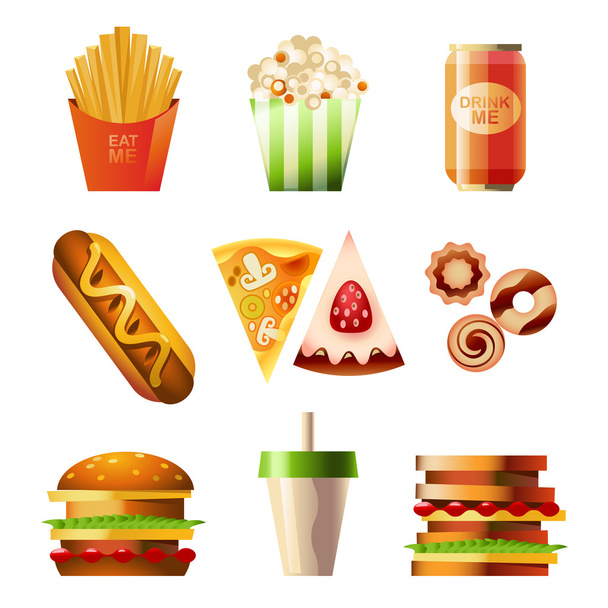 Set de comida rápida - Vector, imagen