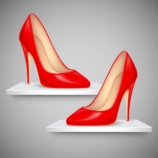 Lady's Shoe on Shelf - Vector, Image