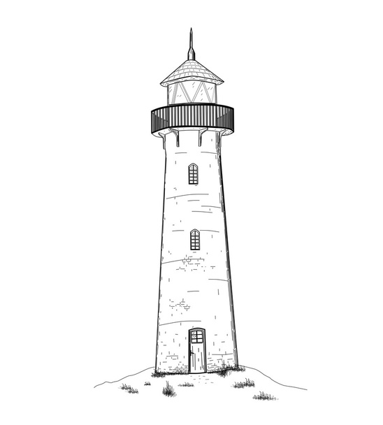 白い背景の上の灯台 - ベクター画像