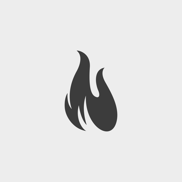 Ícone de fogo em um design plano na cor preta. Ilustração vetorial eps10
 - Vetor, Imagem