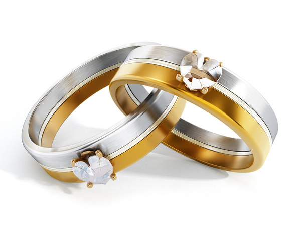 Anéis de casamento unidos. Ilustração 3D
 - Foto, Imagem