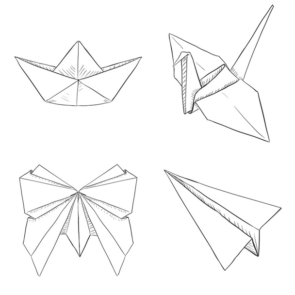 Conjunto de objetos de Origami
 - Vetor, Imagem