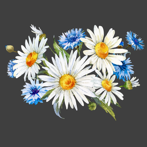 Aquarell Wildblumen Komposition - Vektor, Bild