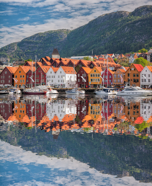 Beroemde Bryggen straat in Bergen, Unesco World Heritage Site, Noorwegen - Foto, afbeelding