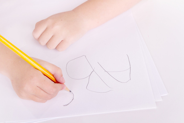 Preschooler learning to write alphabet - Zdjęcie, obraz