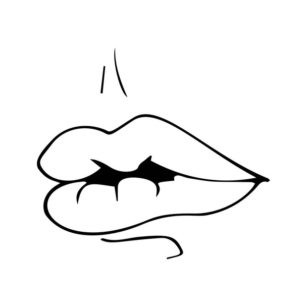 女性の唇のスケッチ。女性の唇の手描きデザイン.  - ベクター画像