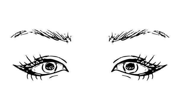 Dişi gözler ve kaşlar. Kadın gözü tasarımı. Vektör illüstrasyonu - Vektör, Görsel