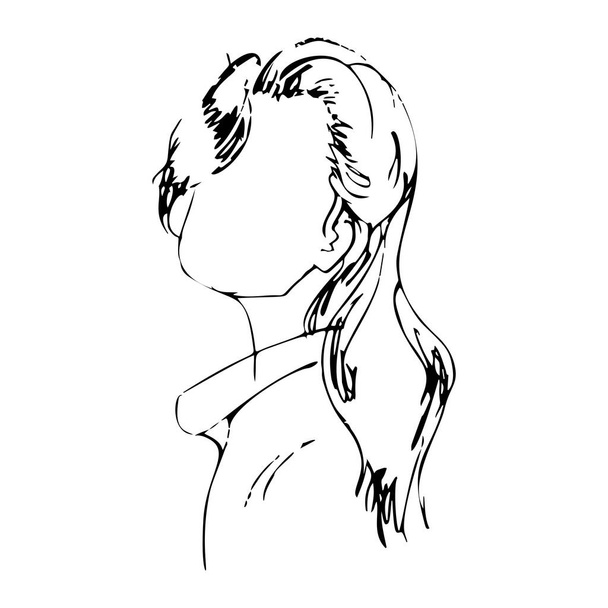 Obrysová silueta módní ženy. Ručně kreslený náčrt na bílém pozadí  - Vektor, obrázek