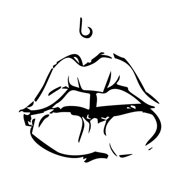 Esboço de lábios femininos. Desenho desenhado à mão de lábios de mulheres.  - Vetor, Imagem