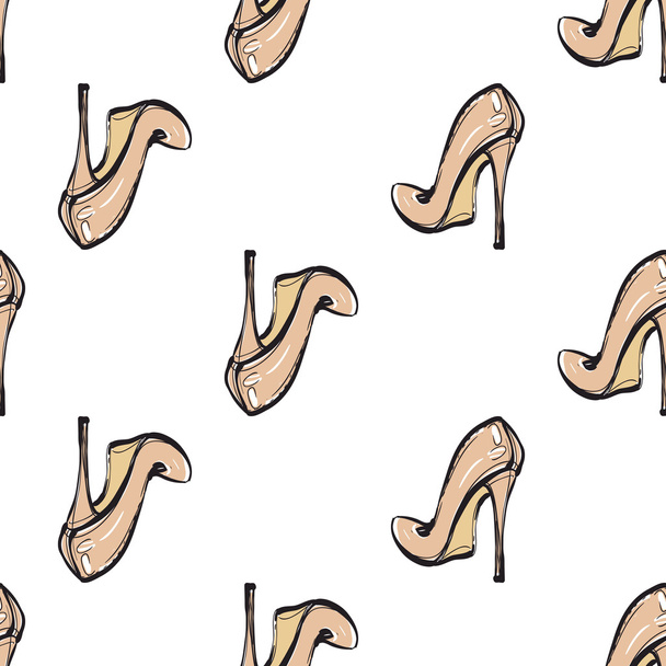 Fashionable high heeled shoes pattern - Vector, imagen