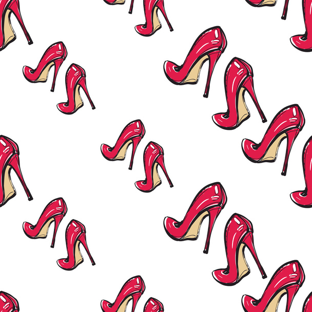 Hand drawn graphic red heels - Wektor, obraz
