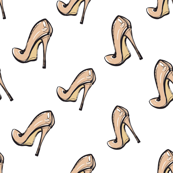 pattern of   beige  shoes on heels - Vector, Image