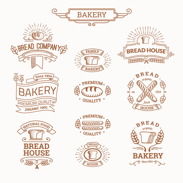 Retro set label of bread bakery - Vector, Image