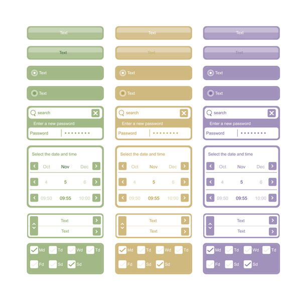 web elements and buttons - Vector, Image