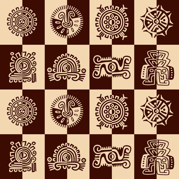 Seamless background with American Indians relics dingbats characters   - Vector, Image