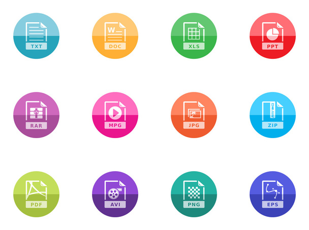 icons set in colorful circles - Vector, Image