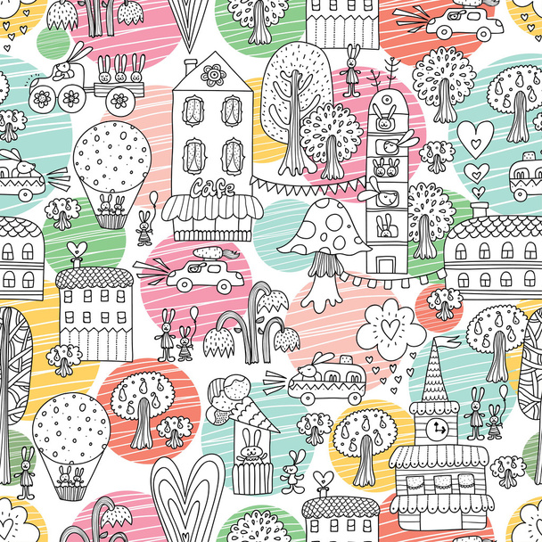 town seamless pattern - Vector, Image