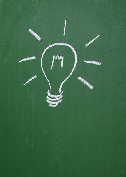 Light bulb on blackboard idea mind - Zdjęcie, obraz