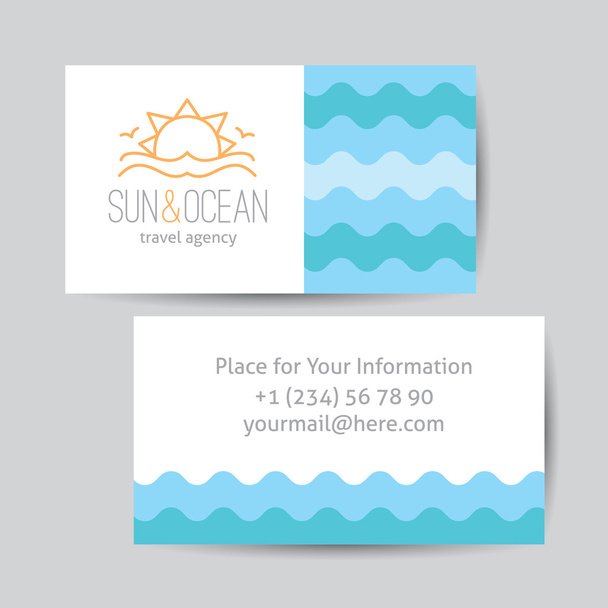 business card with sun and waves logo - Vektori, kuva