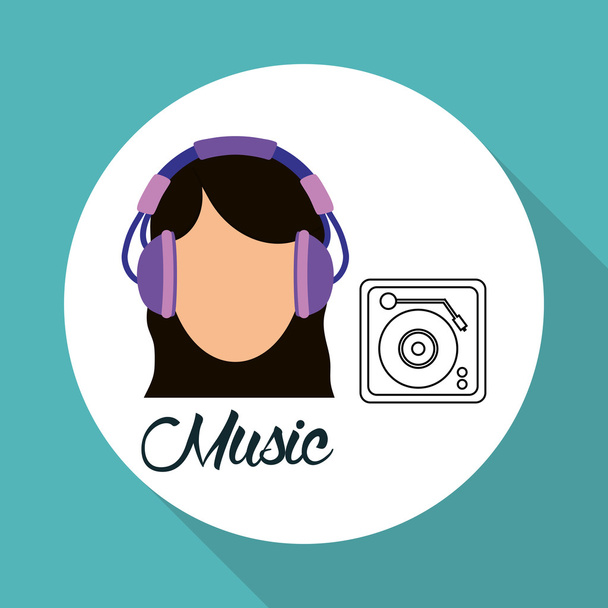Music design. girl icon.  White background , vector - Vector, Image