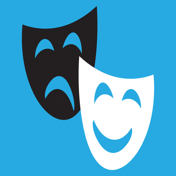 Theatrical masks laughter and crying - Vector, Image