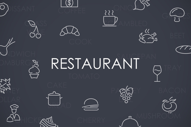 Restaurante Thin Line Iconos
 - Vector, imagen