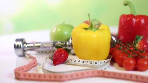 Fruits and vegetables, fitness concept  - Footage, Video