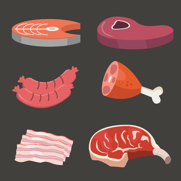 készlet-ból különböző fajta-ból hús - Vektor, kép