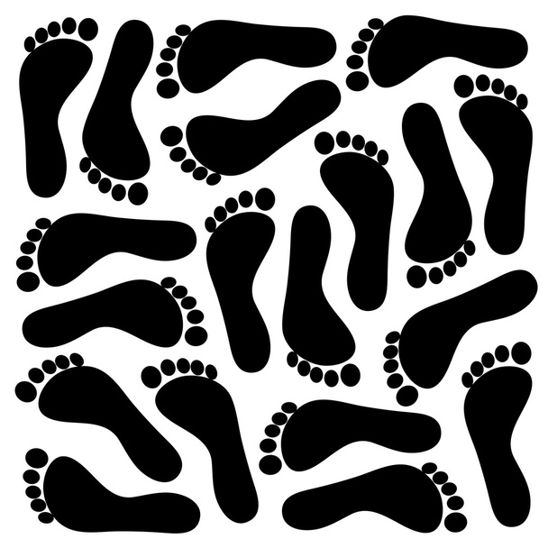 pattern of black footprints - Vector, Image