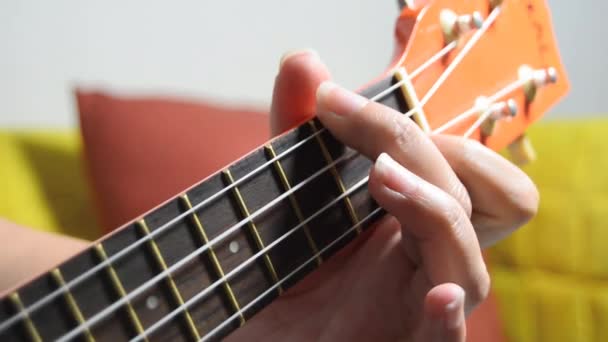 person playing orange ukulele  - Footage, Video