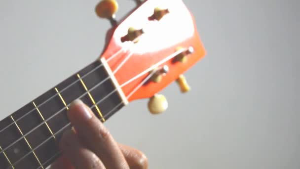 személy játszik narancssárga ukulele  - Felvétel, videó
