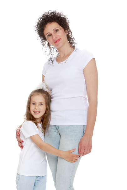 Mom and daughter in jeans - Valokuva, kuva