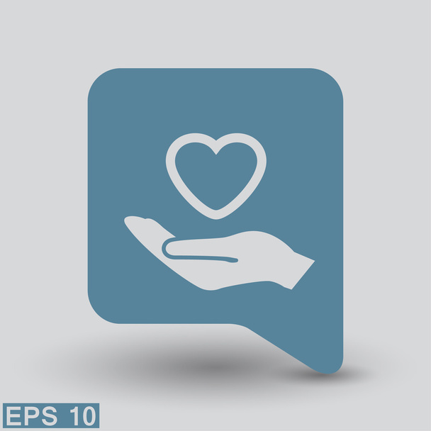 Pictograph of heart in hand concept icon - Vektor, Bild