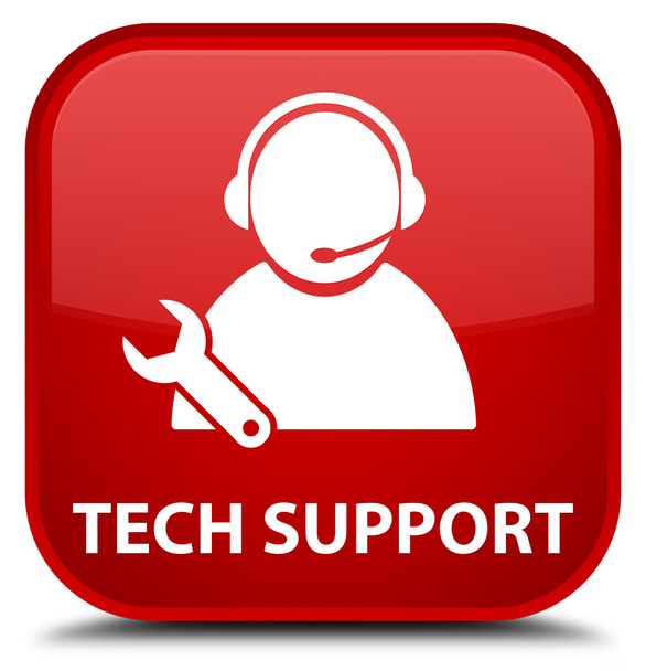Tech támogat piros négyzet gomb - Fotó, kép