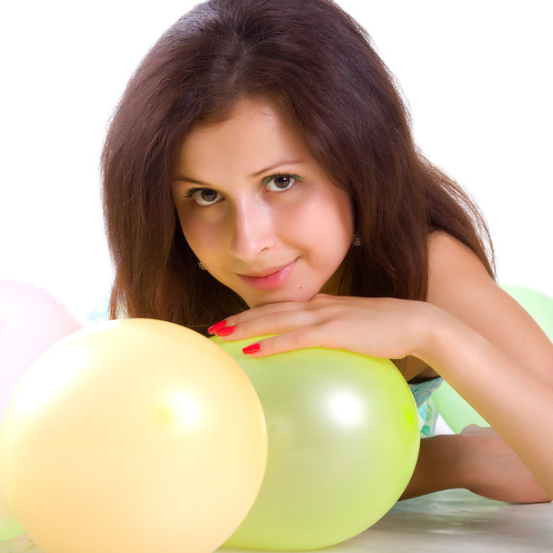 Cute young girl with balloons - Foto, Bild