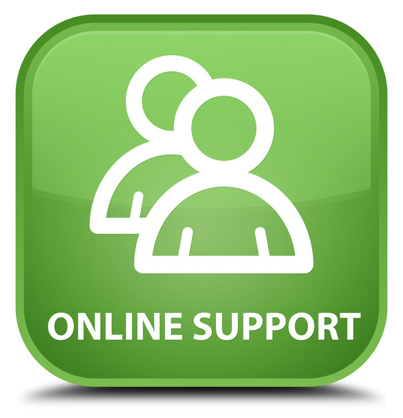 Online támogatás (csoport ikon) puha zöld négyzet gomb - Fotó, kép