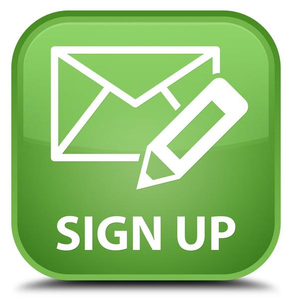 Sign up (edit mail icon) soft green square button - Photo, Image