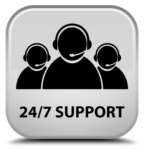 24 / 7 Supporto (icona del team di assistenza clienti) pulsante quadrato bianco
 - Foto, immagini