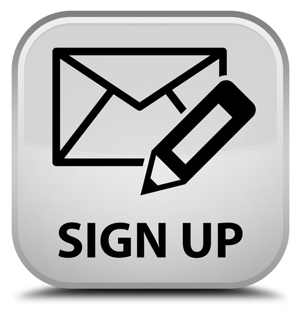 Sign up (edit mail icon) white square button - Photo, Image