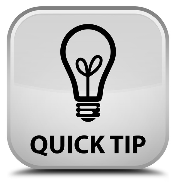 Quicktip (Glühbirnen-Symbol) weiße quadratische Taste - Foto, Bild