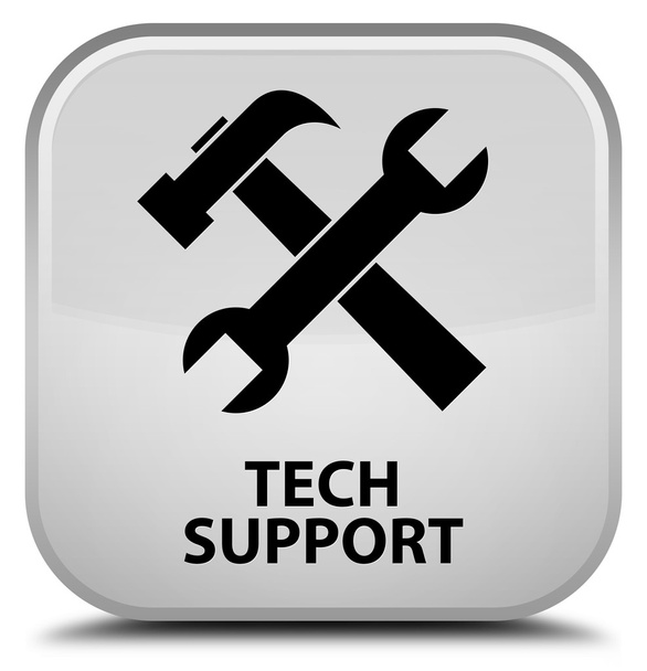 Tech support (extra pictogram) witte vierkante knop - Foto, afbeelding