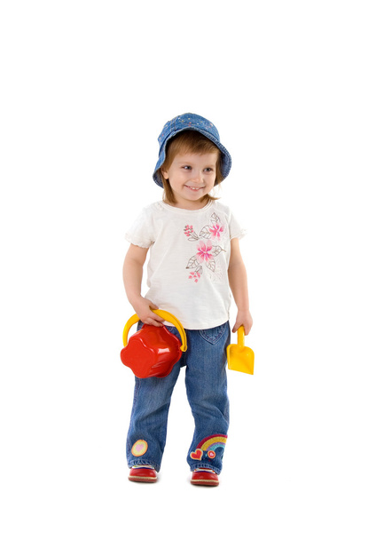 Girl with shovel and bucket - Foto, afbeelding
