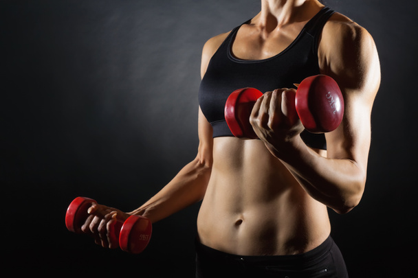 Fitness woman with dumbbells  - Photo, Image