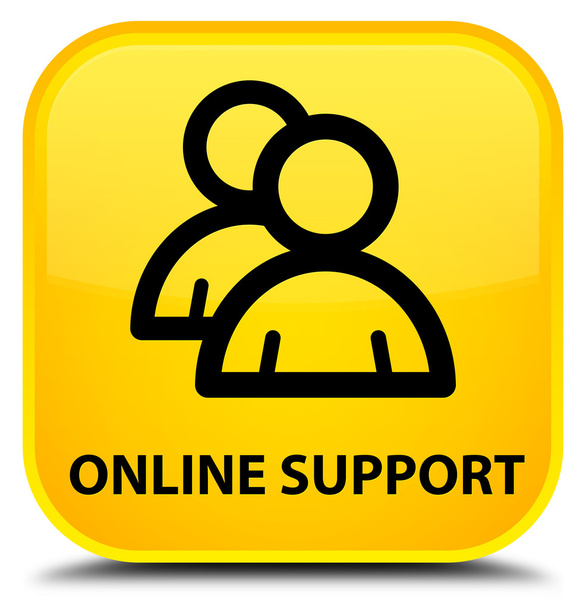 Online támogatás (csoport ikon) sárga négyzet gomb - Fotó, kép