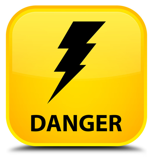 Bouton carré jaune Danger (icône électrique)
 - Photo, image