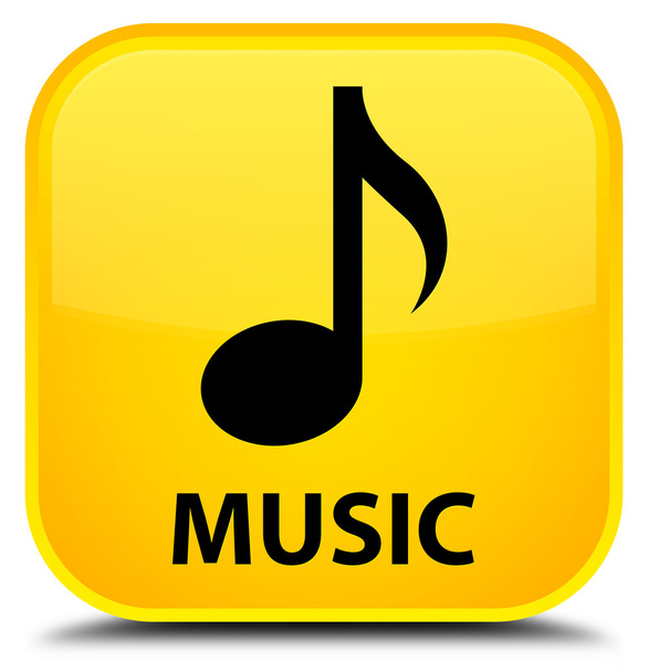 音楽の黄色い四角ボタン - 写真・画像