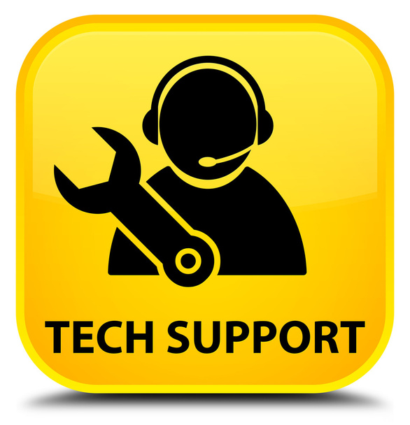 Tech-Unterstützung gelber quadratischer Knopf - Foto, Bild