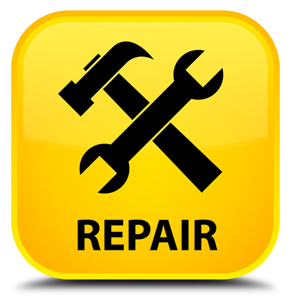 Reparatie (extra pictogram) gele vierkante knop - Foto, afbeelding