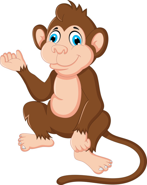 χαριτωμένο πίθηκο συνεδρίαση κινουμένων σχεδίων - Διάνυσμα, εικόνα